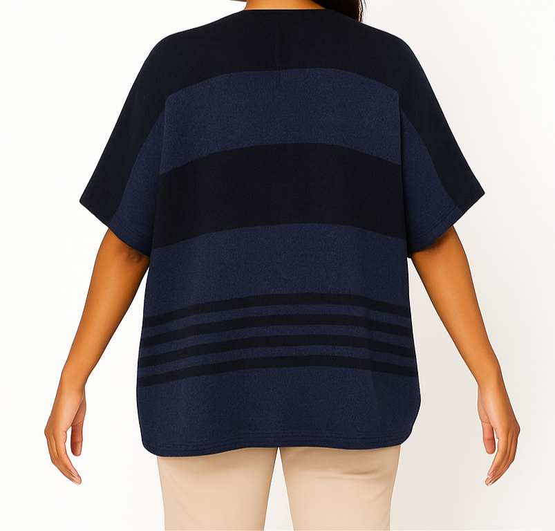 Ribbed Knit Wrap Black/blue ponch jersey