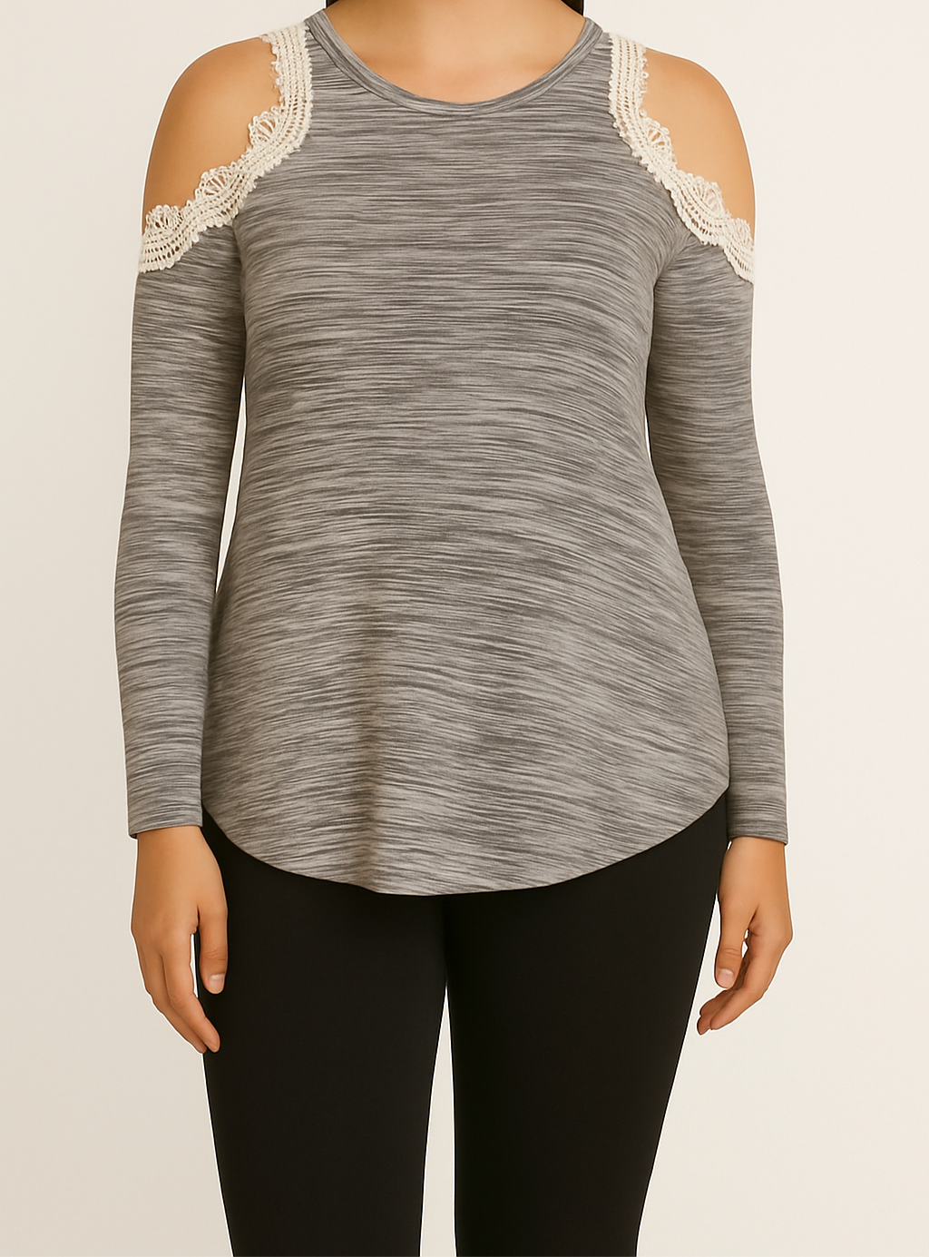 Women's Gray Cold Shoulder Top