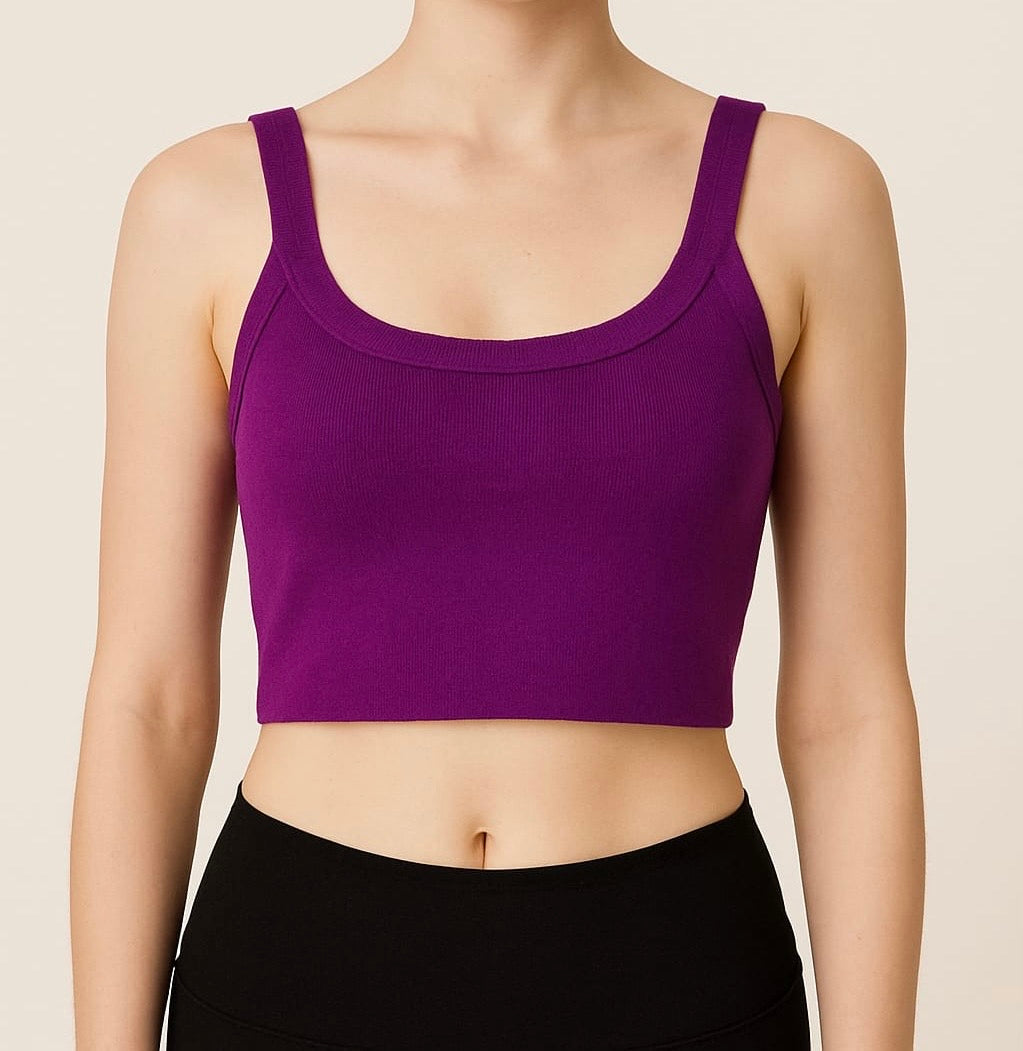 Violet Ribbed Crop Tank