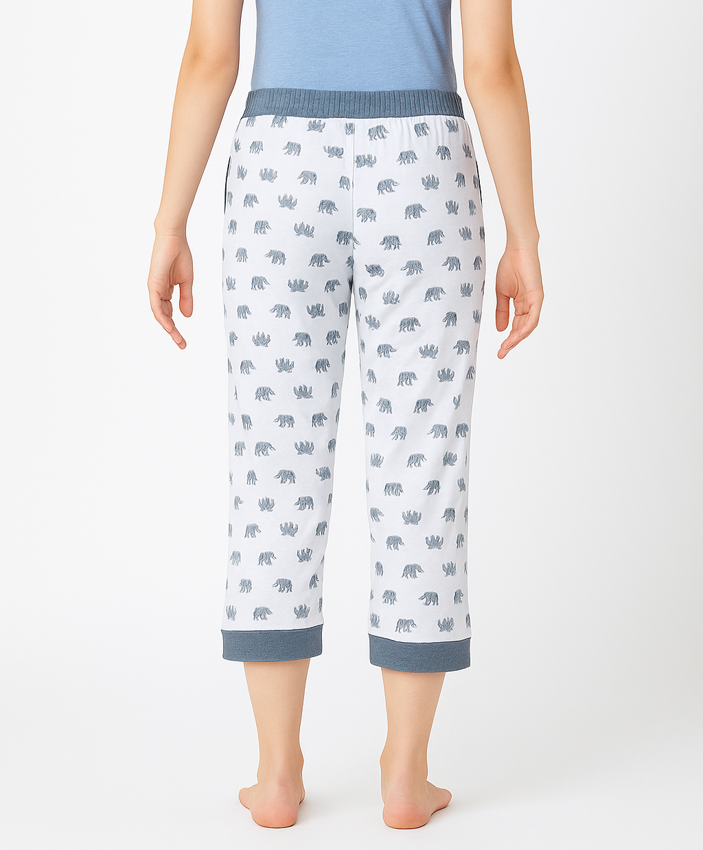 women lower 3/4 cotton knit capri