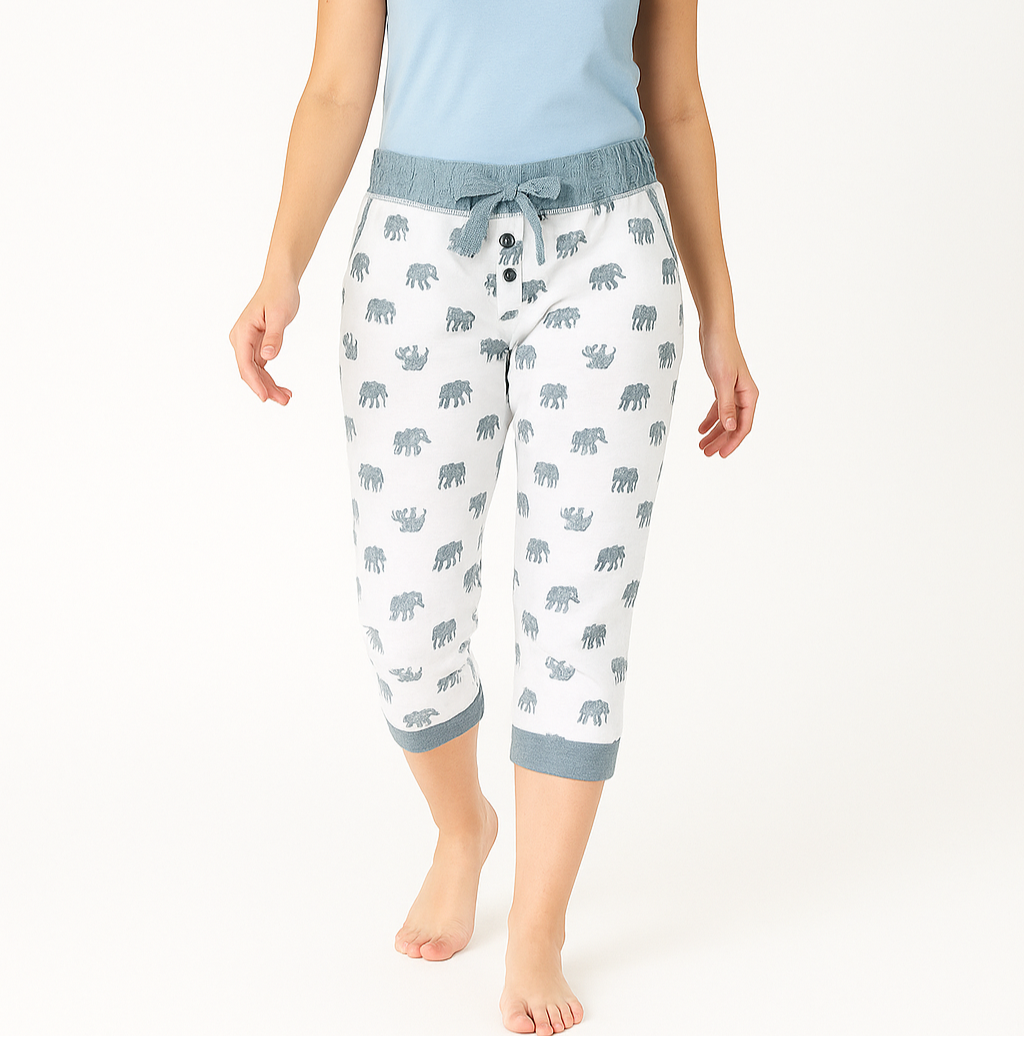 women lower 3/4 cotton knit capri