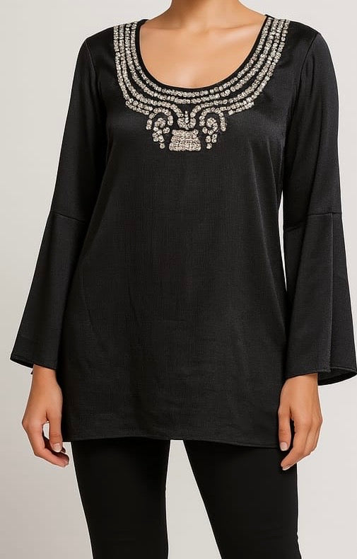 Black Embellished Tunic Top