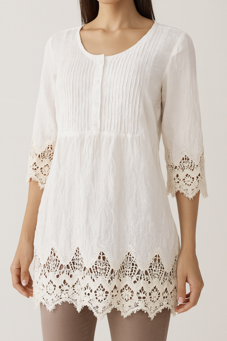 White Lace Hem Tunic