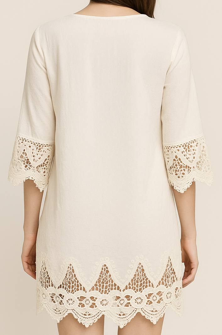 White Lace Hem Tunic