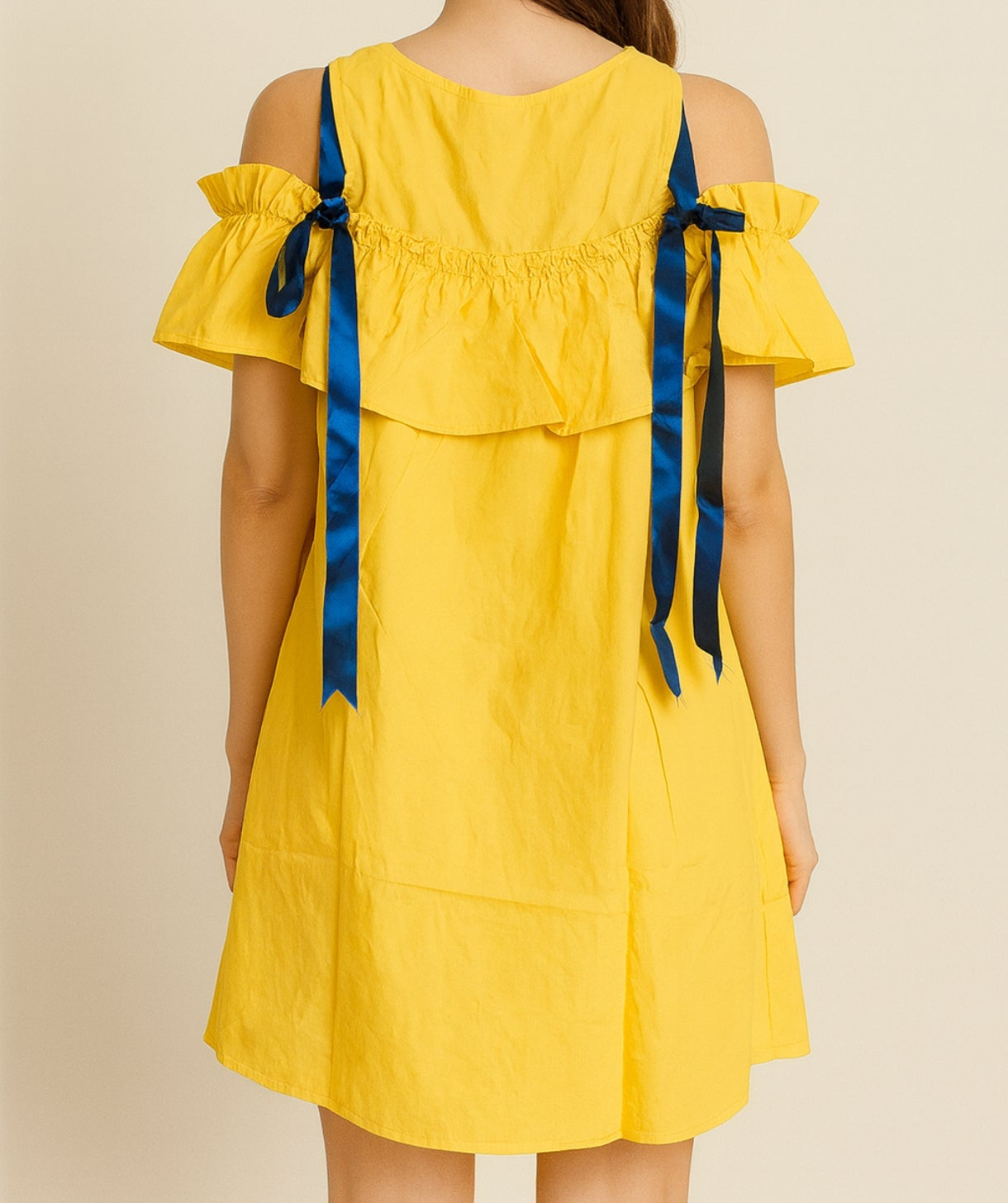 Yellow Off-Shoulder Ruffle Dress
